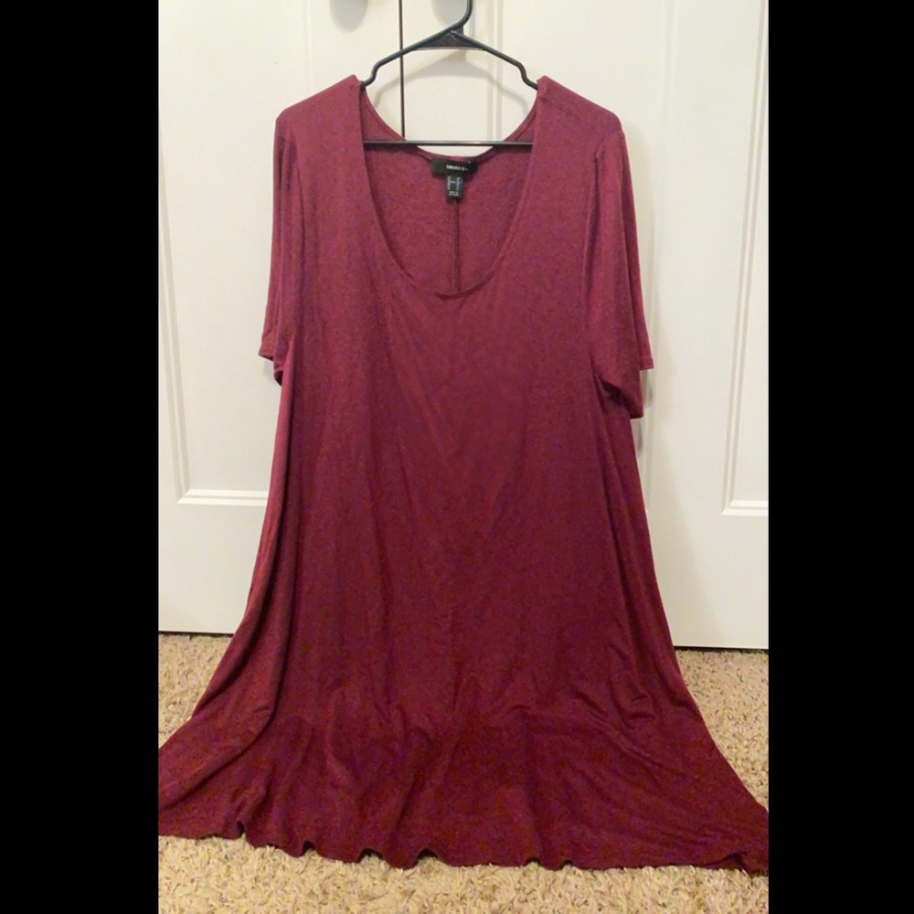 Burgundy t-shirt dress PLUS SIZE